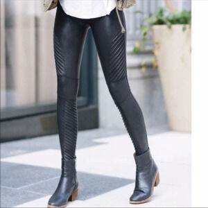 Spanx Black Faux Leather Moto Leggings Size S